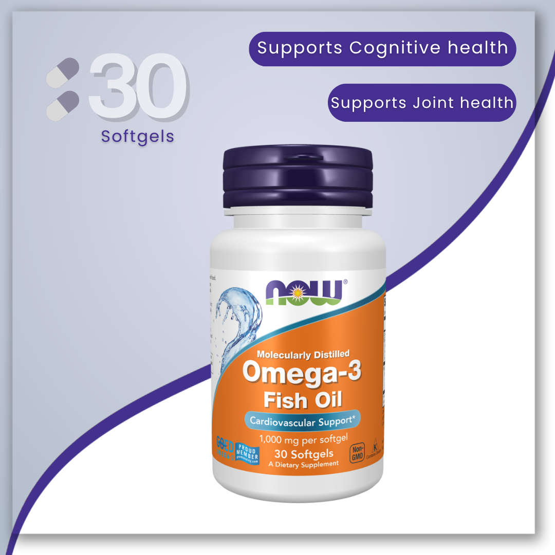 Omega 3 Fish Oil, Molecularly distilled -  30 Softgels