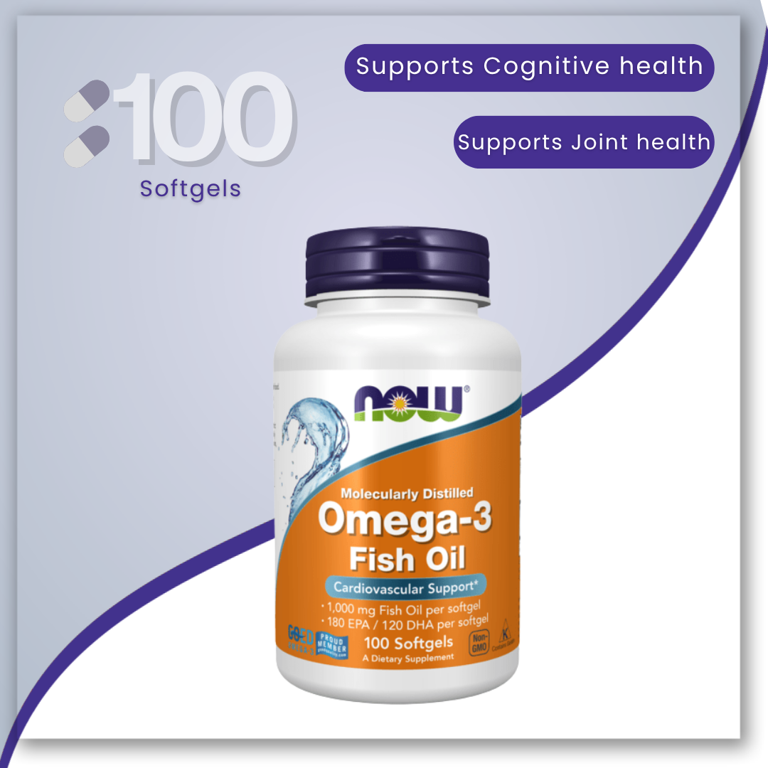 Omega 3 Fish Oil, Molecularly distilled -  100 Softgels