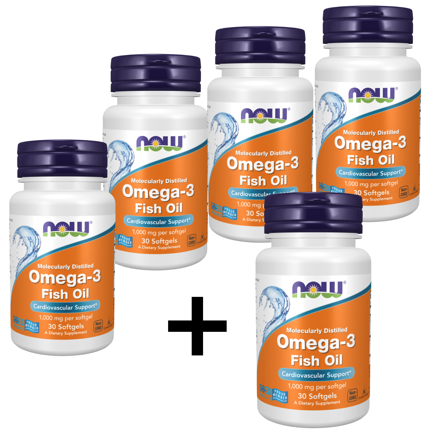 Buy 4 Omega 3 Fish Oil Molecularly Distilled 30 Softgels – Get 1 Free